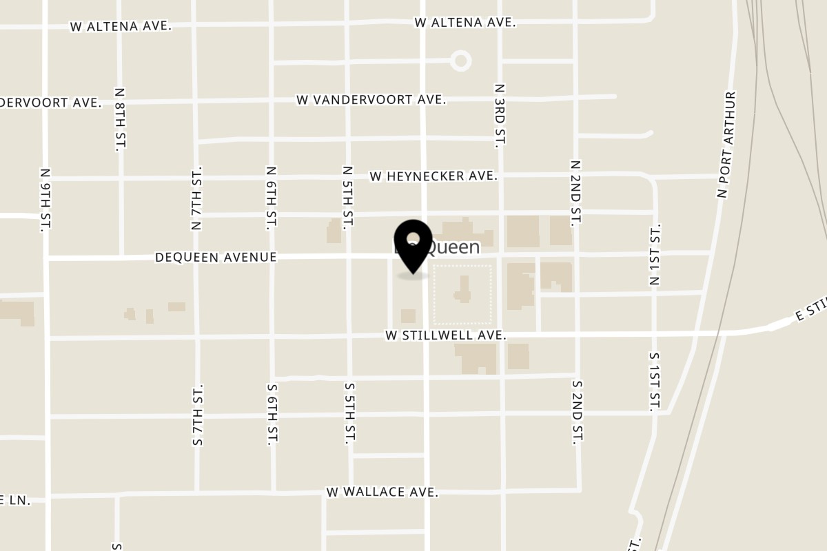 Map showing the location of Taqueria El Paisano on 119 N 4th St in De Queen